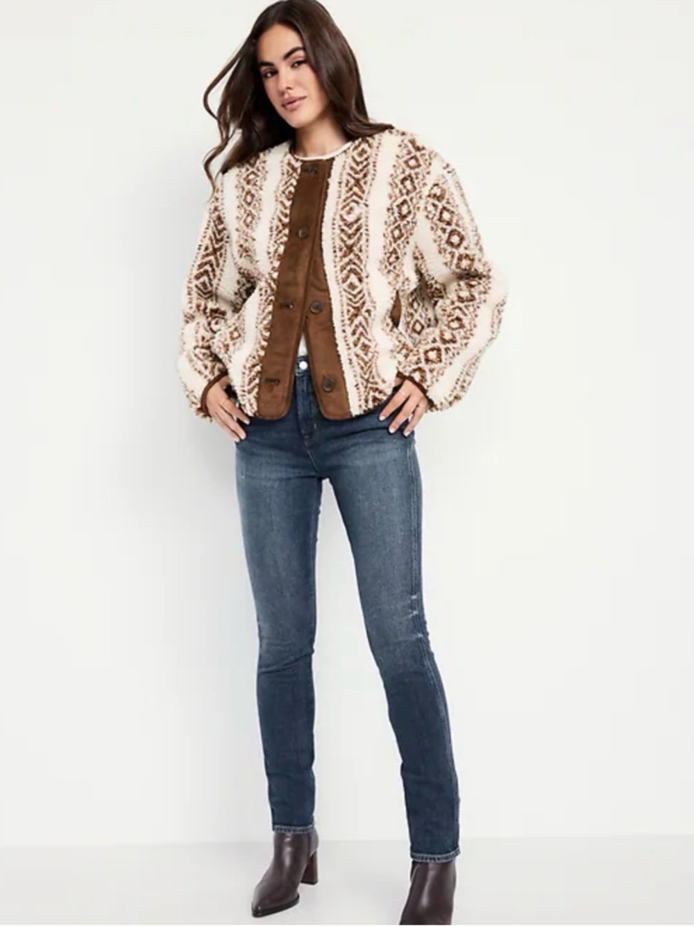 Old Navy Button Front Sherpa Jacket